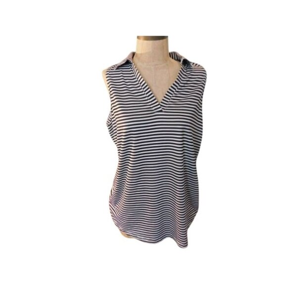 Jofit Size L Large Striped Collared Sleeveless golf Tennis Pickleball Top - Picture 1 of 2